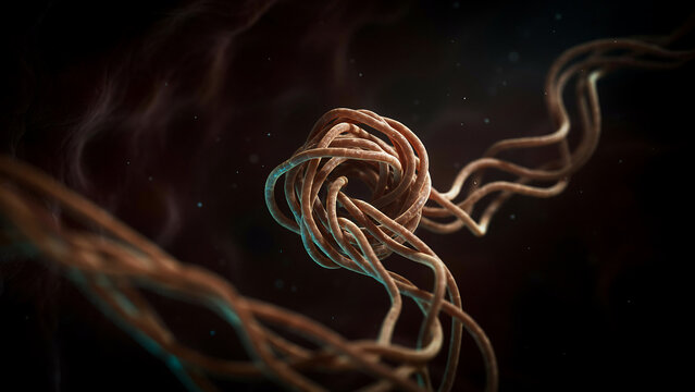 Abstract microscopic view of infectious spirochete bacteria and pathogens