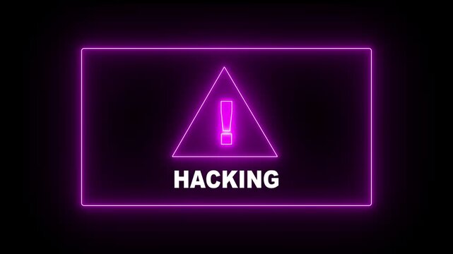 Hacked icon ,Warning hack security breach computer hacking warning message hacked alert Animation of hacked text banner, microprocessor connections.4k animation motion graphic video.