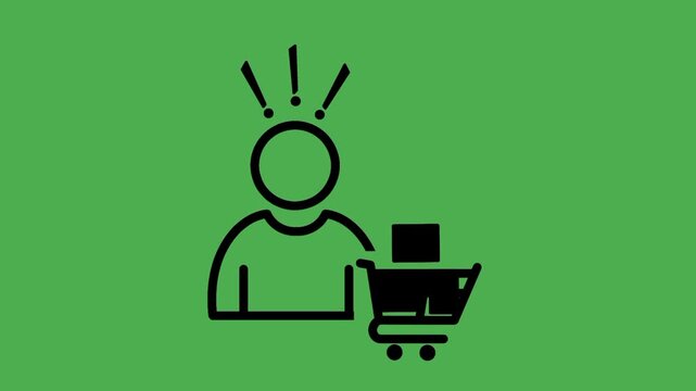 Panic buying concept featuring panic person and shopping cart icons. Visual representation of urgent purchasing and consumer behavior.
