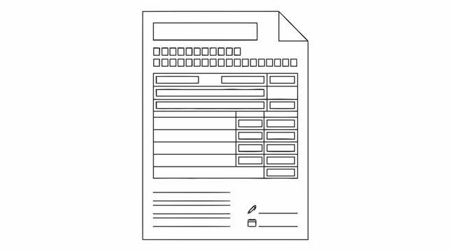 An illustration of a document with a table and lines on a sheet of paper