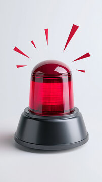 Red siren emergency light flasher with graphic warning rays.