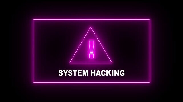 Neon line Hacker access private confidential database, Cyber attack data.Cyber hacked security breach computer hacking warning message hacked alert Business server show security hacked alert warning