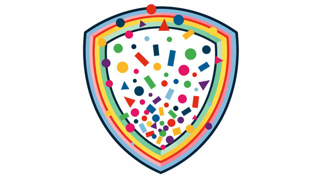 colorful shield with shapes, security concept