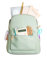 School backpack with various stationery on transparent background © didecs