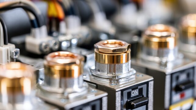 Electrical Fuse and Switchgear Assembly with Gold Accents