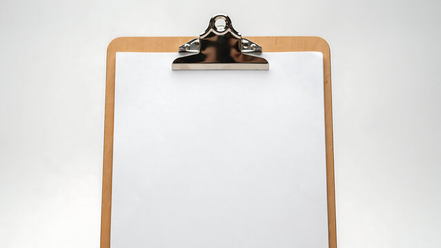 Blank clipboard on white background for professional presentation with clipboard