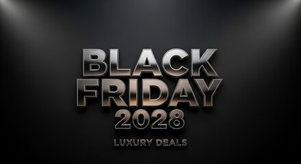 Fototapeta premium Black Friday 2028 luxury deals advertisement on dark background