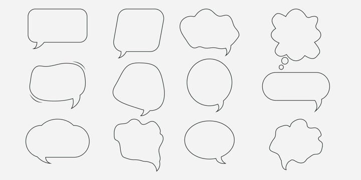 Collection of 12 blank speech bubbles for comics and cartoons