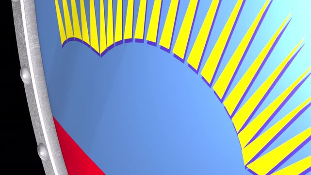 Metallic Shield Transitions with the Flag of Murmansk Oblast of Russia