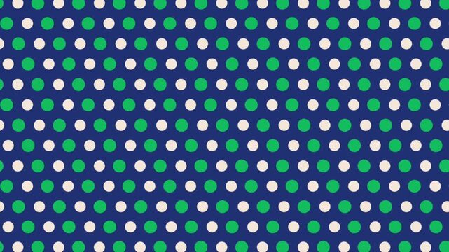 Blue Polka Dot Pattern with Green and White Circles Looping Video Animation Background