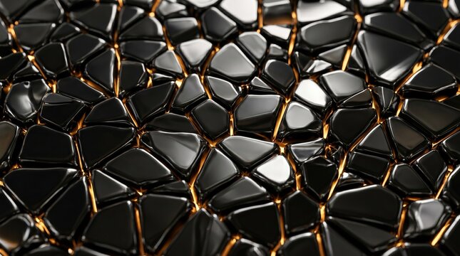 Abstract Black Glossy Stone Mosaic Luxury Background Texture