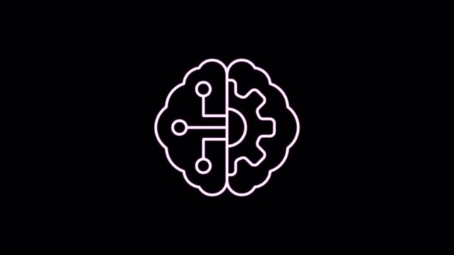 Coding and prompt lineart glow icon with alpha channel on transparent background. 4K motion graphic animation icon set. Suitable for web development and technology content