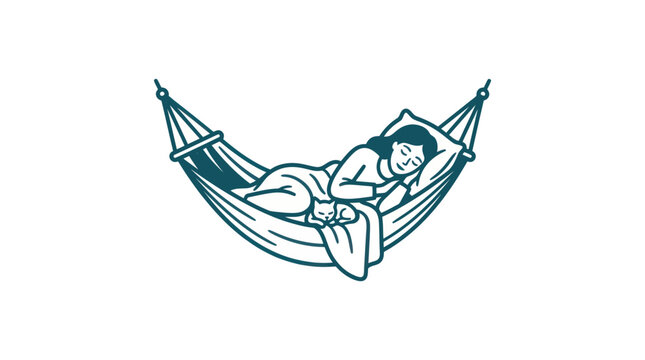 Woman Relaxing in a Hammock Outdoors.