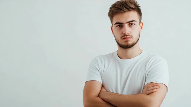 Young man serious face portrait