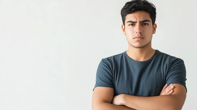 Young man serious face portrait