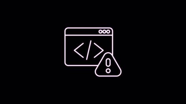 Coding and prompt lineart glow icon with alpha channel on transparent background. 4K motion graphic animation icon set. Suitable for web development and technology content