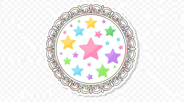 colorful star sticker with ornate border
