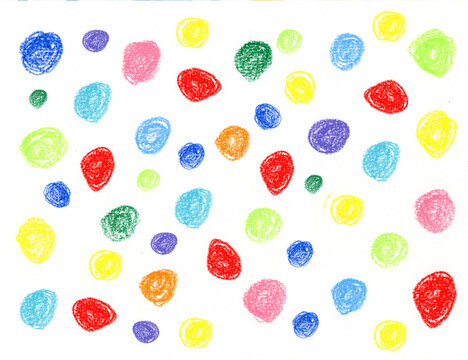 Abstract colorful hand-drawn crayon dots pattern