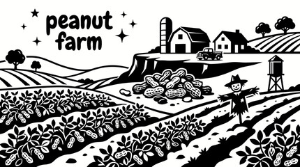 peanut plants growing across fertile agricultural farmland with harvesting season rural countryside scenery healthy soil and sustainable crop cultivation environment © Ethan