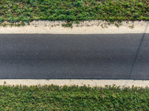 Aerial view of empty asphalt road
