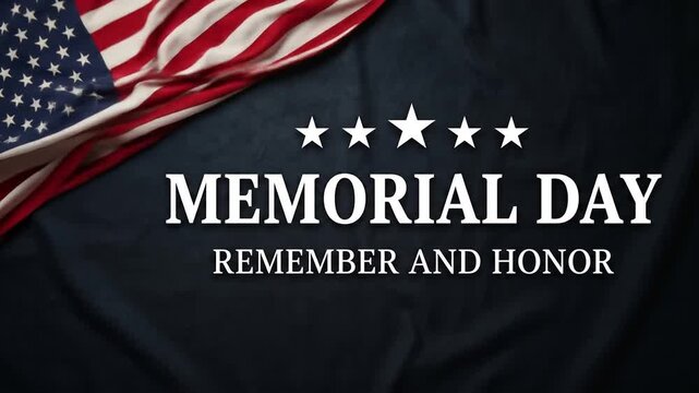 Memorial Day tribute with American flag and stars on dark background