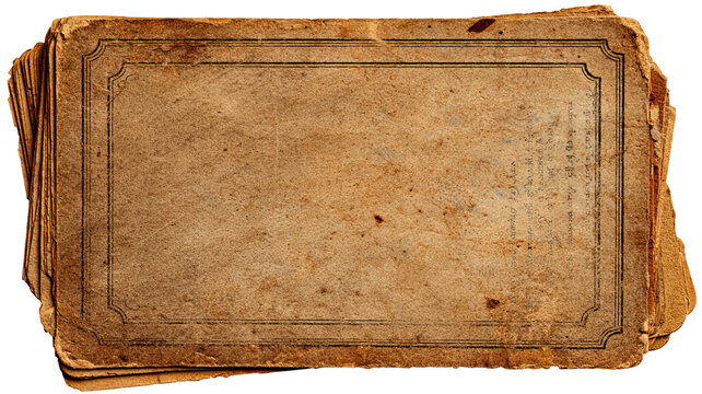Old library card clipart, vintage paper texture with retro text lines, isolated on transparent background