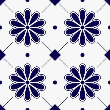 vector seamless background with blue flowers, suitable for backdrop, wallpaper, textile design, packaging design, ornament