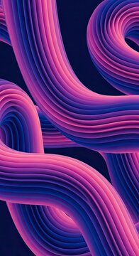 Abstract visualization features intertwined flowing ribbons displaying vibrant magenta and violet color gradients against a dark backdrop.