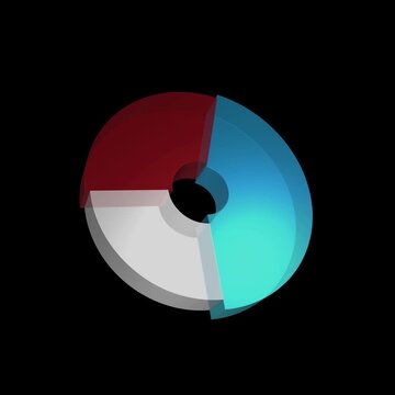 3D Pie Chart Infographic Animation with Alpha Channel Transparent Background 3