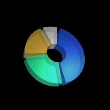 3D Pie Chart Infographic Animation with Alpha Channel Transparent Background 1