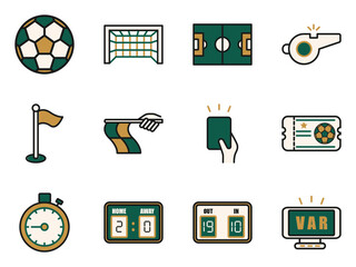 Vintage Football Match Essentials Icon Pack © Efdaner Studio