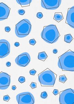 Abstract geometric seamless pattern with blue pentagon shapes