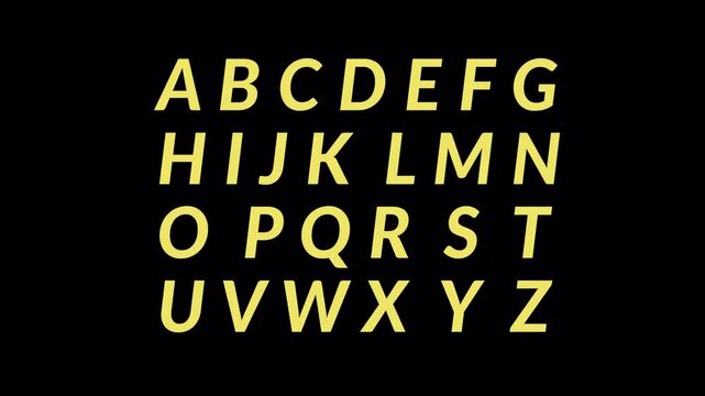 Animated  Alphabet, A to Z, English Alphabet Animation. Alphabet colorful animation A to Z on transparent Background .Alphabet text animation from a to z ,learning letters with Alpha Channel in 4K
