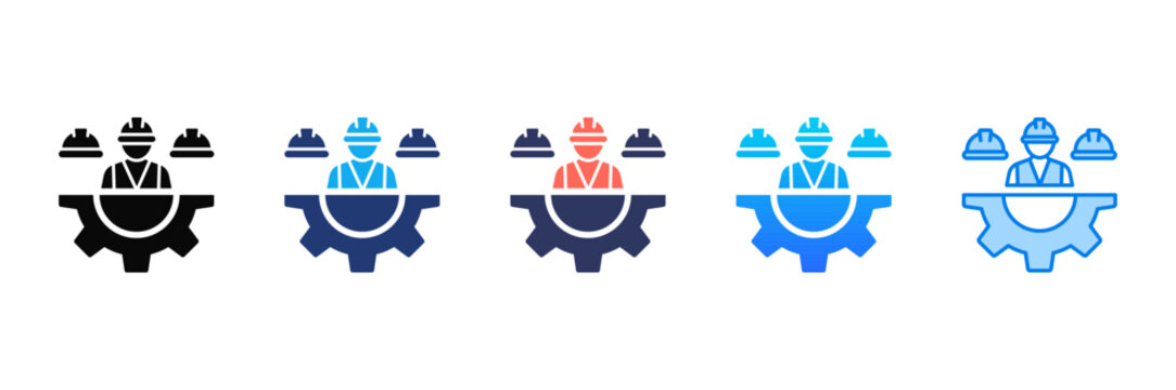 Labor Force Icon sheet multiple style collection