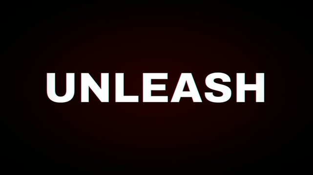 Unleash kinetic typography word animation with aggressive shake and RGB offset glitch layers on dark red black background