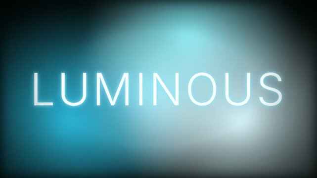 Luminous kinetic typography word animation with pulsing glow text shadow and light sweep on soft white cyan gradient