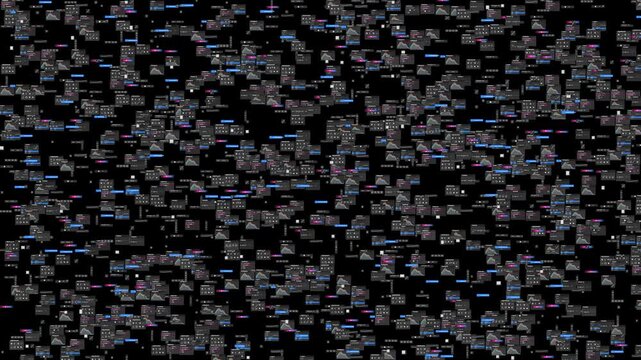 Futuristic digital data screen with complex code, abstract cyber security interface with glowing information, high tech computer network background
