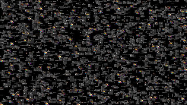 Abstract digital data stream background, glowing computer code on black screen, cyber security and big data visualization concept
