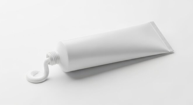 Toothpaste tube with squeezed out paste.