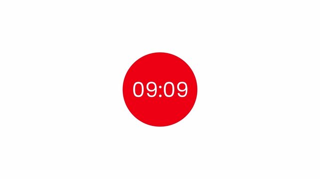 Ten minute countdown timer animation, ten to zero minute countdown animation on a transparent background, 10 min countdown in 4k with alpha channel.