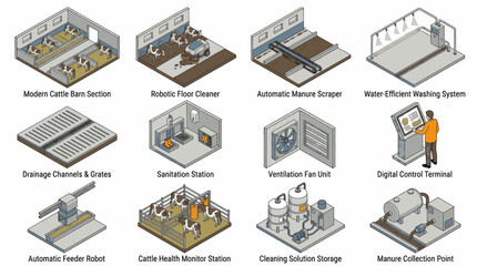 Collection of Various Electronic Components and Circuit Boards in Isometric View. © adobe