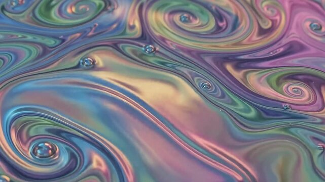 Colorful oily fluid ripples with swirling psychedelic patterns