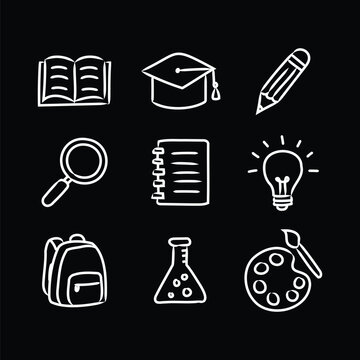 hand drawn science and education icons