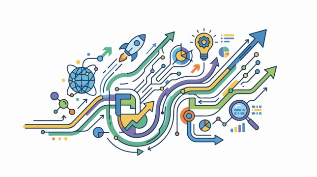 Colorful abstract illustration of business growth innovation and global connection