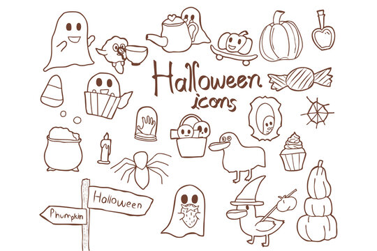 Set of Halloween handraw doodle art.
