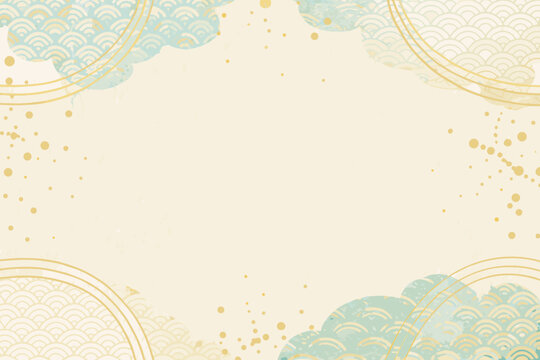 japanese wave pattern on beige background traditional