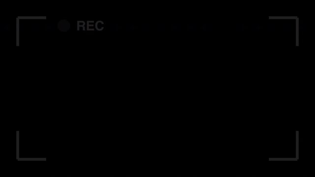 Black recording screen frame with blinking indicator, transparent background loop overlay