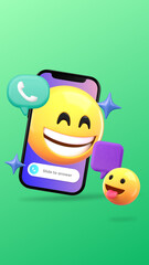 Fototapeta premium Video call iPhone wallpaper, 3D emoticons design