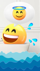 Fototapeta premium Bath tub emoticon mobile wallpaper, self-care background