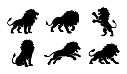 Lion Silhouettes Vector Set: Majestic Animals, Powerful Poses, Wild King Graphics © PERFECT QUALITY